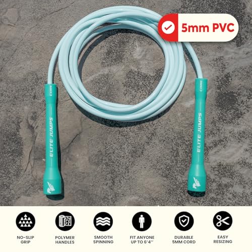 Elite Jumps Core 5mm, PVC Adjustable Skipping Rope - color: Sky Blue