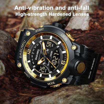 Military Digital Watches for Men Waterproof Work Mens Watch Sports - color: J-Gold3