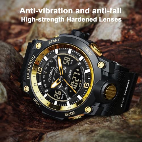 Military Digital Watches for Men Waterproof Work Mens Watch Sports - color: J-Gold3