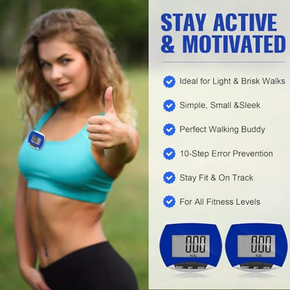 Weewooday Pedometer for Walking Steps and Miles Simple Pedometer Clip on with Large Digital Display Portable LCD Step Counter Bulk Gift for Women Men Adults - color: Blue