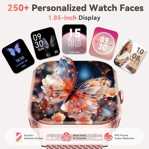 Smart Watch for Women Fitness Tracker: Rose Gold Bluetooth Make Answer Call Digital Mens Watches Waterproof Run Smartwatch Android Phone iPhone Samsung Compatible Sleep Heart Rate Monitor Pedometer