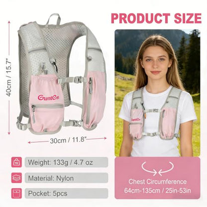 Running Vest for Women, Hydration Vest with Adjustable Chest Straps for Marathon Jogging Hiking Cycling - size: Pink, style: Running Vest with 1 Soft Flask (250 ml)