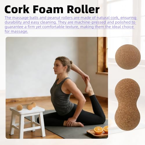 5 Pack Natural Cork Peanut Ball & Cork Ball Set with Storage Bag