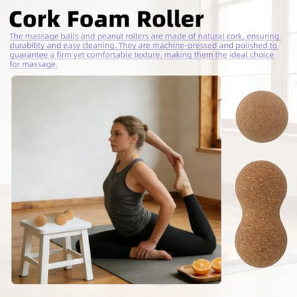 5 Pack Natural Cork Peanut Ball & Cork Ball Set with Storage Bag