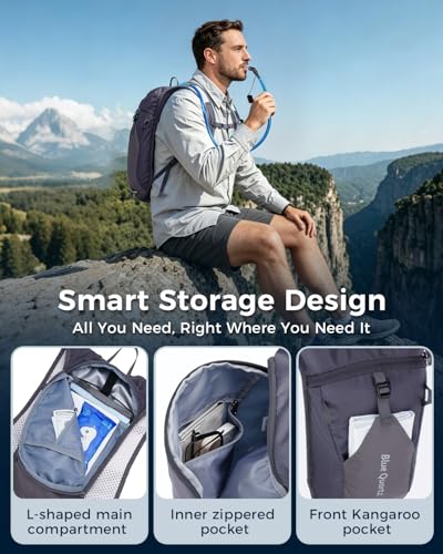 Blue Quartz Hydration Backpack with 2L Water Bladder, Hiking Water Pack with Insulated Compartment for Women Men, Lightweight Running Hydration Vest with Phone Pocket for Cycling, Biking - color: Gray