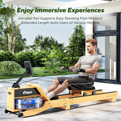 Merach R280 Water Rowing Machine, Foldable & Space-Saving, 400lbs Capacity - style: Oak - Basic