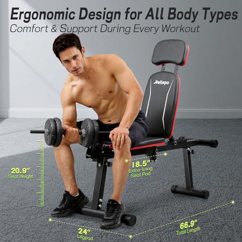 Adjustable Weight Bench with Leg Extension and Leg Curl, 1200 lbs