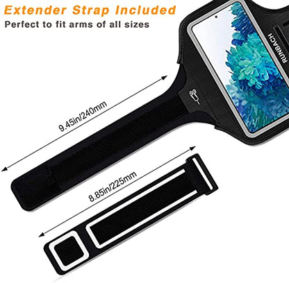 Water Resistant Running Armband for Samsung Galaxy S20 FE/S20+/S10+/S10 Lite/S9+/S8+,Galaxy A60/A51/A50/A32/A30/A20/A11/A10/A8S,with Fingerprint Touch,Adjustable Strap and Card Slot(Black)