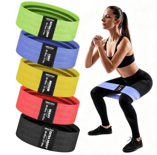 Fabric Resistance Bands for Working Out, 4-Pack for Legs, Glutes & Hips - color: Multicolor 5-Pack