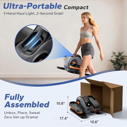 Under Desk Elliptical Machine, Ellipse Leg Exerciser As Seen On Tv While Sitting for Seniors, Pedal Exerciser with 15 Level Adjustable Resistance & 5 Auto Mode Fully Assembled Home Office - color: Black