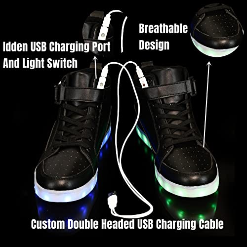 IGxx LED Light Up Shoes for Kids Boys Girls Sparkly Sneakers - color: Black, size: 5.5 Big Kid