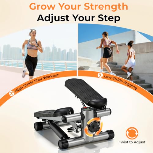 NEWBULIG Mini Stair Steppers, 330 lbs Capacity with Resistance Bands