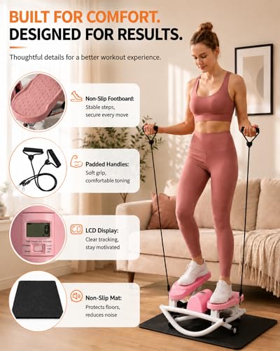 Garvee Rocking Stepper for Exercise at Home, Rock Stepper Side to Side - color: Pink