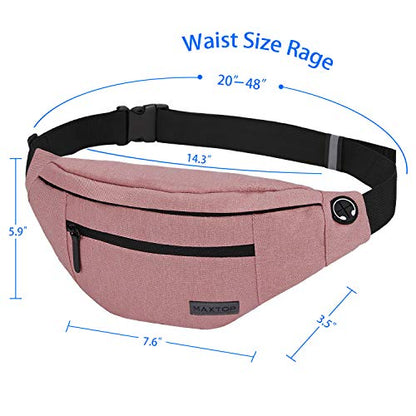 Large Pink Fanny Pack Cross Body Bag with 4-Zipper Pockets Adjustable Strap - color: New Pink