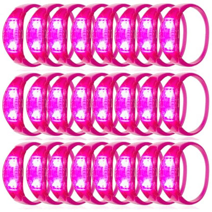 100 Pcs LED Bracelets Sound Activated with Flashing LED Strobe Music Control Light Up Bracelets for Rave, Game Prizes, Birthday Party Favor,Valentine's Day gift - color: Hot Pink