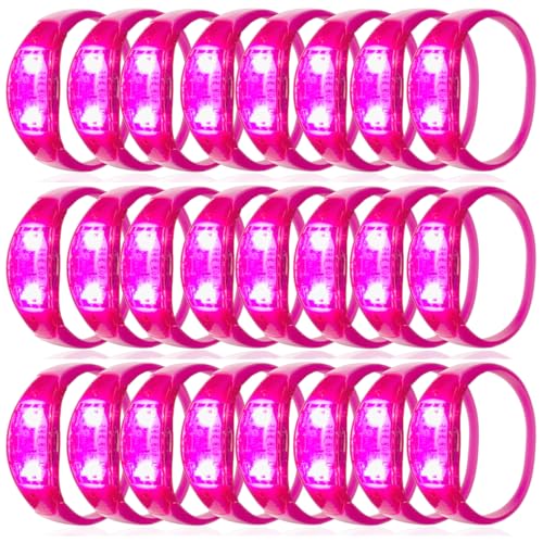 100 Pcs LED Bracelets Sound Activated with Flashing LED Strobe Music Control Light Up Bracelets for Rave, Game Prizes, Birthday Party Favor,Valentine's Day gift - color: Hot Pink