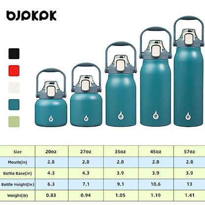 BJPKPK 45oz Insulated Water Bottle with Straw Lid, Stainless Steel Bottle - color: 45 oz Light Blue, size: 45 Ounces
