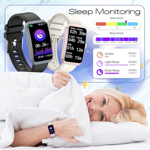 Nemheng Fitness Tracker for Women & Men - IP68 Waterproof, 100+ Sports Modes,24/7 Heart Rate & Sleep Monitor, Ultra-Long Battery Life, Android iOS Compatible, Includes Strap - color: Black