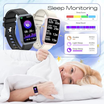 Nemheng Fitness Tracker for Women & Men - IP68 Waterproof, 100+ Sports Modes,24/7 Heart Rate & Sleep Monitor, Ultra-Long Battery Life, Android iOS Compatible, Includes Strap - color: Black