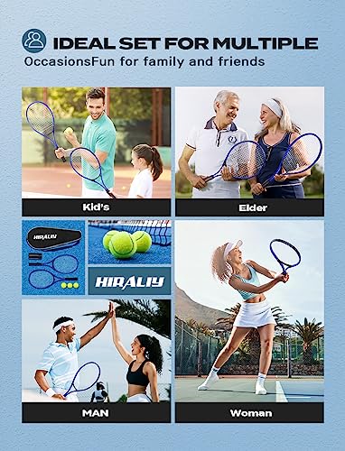 HIRALIY 27-Inch Tennis Racket for Adults with Ball and Carry Bag - color: Blue