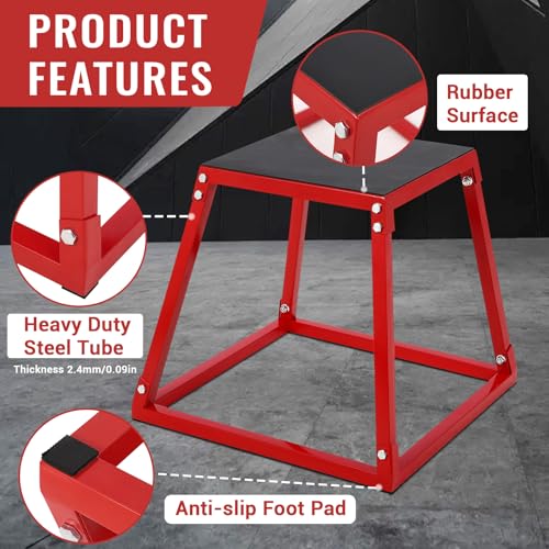 12"/18"/24"/30" Plyometric Jump Box, Heavy-Duty Steel Plyo Box with Rubber Pad, Versatile Workout Bench Training for Home Gym Equipment, Exercise Step Platform, Conditioning Strength Training - size: 12+18+24+30 Inch