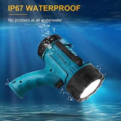 YIERBLUE Rechargeable Spotlight Flashlight 2000,000 Lumen IP67 Waterproof