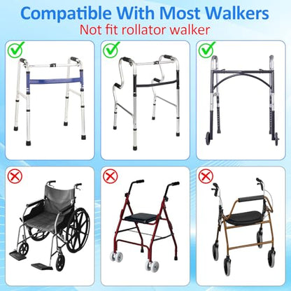 Walker Bag Basket with Cup Holder for Folding Walker Accessories - color: Black