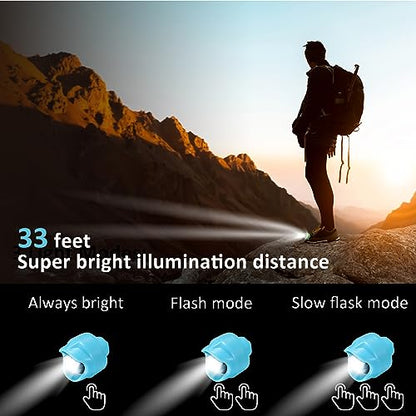 RAHAN Rechargeable Headlights Compatible with Croc, 2pcs Flashlight Clog Charm Attachment Accessories for Shoe, Hands-Free Night Light, Novelty Shoe Lights for Camping, Blue - color: Blue