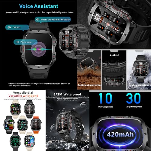 1.96" AMOLED Smart Watch for Men (Make/Answer Call), 2024 New Mens Smartwatches, Hands-Free Calling, Fitness Tracker Smartwatch for Android iPhones, Digital Watches Step Counter, 3 Straps (Brown)