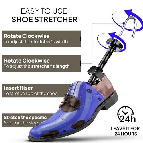 HOUNDSBAY Shoe Stretcher Women & Men, Adjustable 2-Way Shoe Expander - color: Classic S for Men (Size 6.5–9.5) Blue
