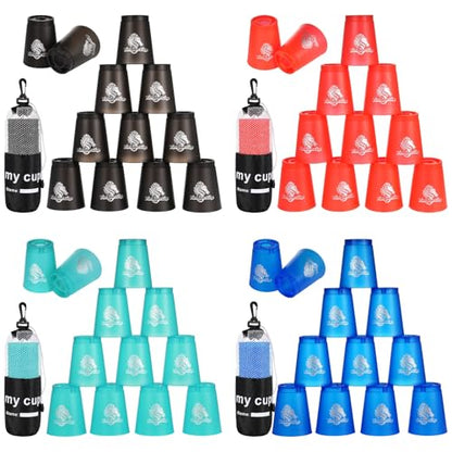 yeesport 48 Sport Stacking Cups Red/Blue/Green/Black for Kids & Adults - color: Black-red-blue-green