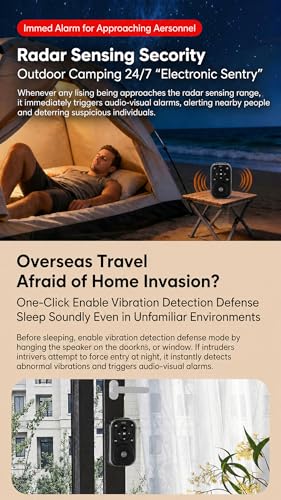 2 in 1 Smart Portable Personal Safety Alarm Mini Bluetooth Speaker with App Notifications, Radar Motion Sensor for Hotel/Travel/Camping Safety, Smart Luggage Anti-Theft Alarm, Emergency SOS Device