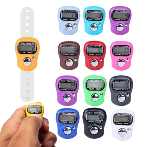DuaProducts 13 Pack Electronic Finger Counter, Mini LCD Digital Display Tally Counter 5-Digit Number Count Clicker, Counters Clickers for Knitting, Crochet, Coaching, Lap, Golf, Toddler & Fidget