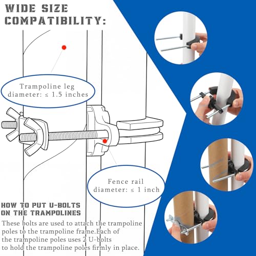 Frienda 12-Pack Trampoline Enclosure Pole Connector U-Shaped Clamp Bracket