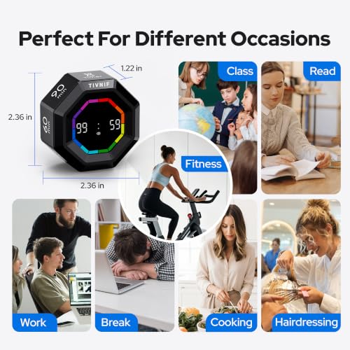Visual Timer for Kids Kitchen Timer Pomodoro Magnetic Visual Countdown - color: Black