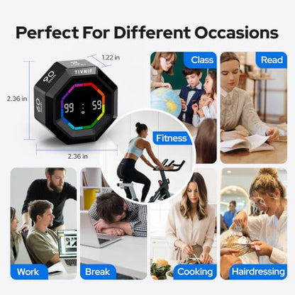 Visual Timer for Kids Kitchen Timer Pomodoro Magnetic Visual Countdown - color: Black