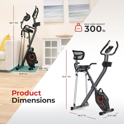 Sunny Health & Fitness Smart Foldable Magnetic X-Bike, Low-Impact Workouts - color: Dark Grey