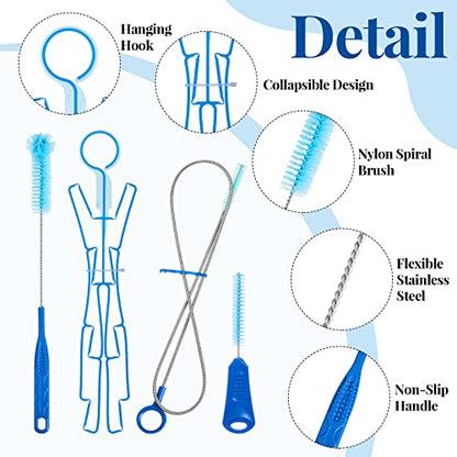 Roshtia 4 Sets Hydration Bladder Cleaning Kit Including Small Brush Big Brush Collapsible Frame Flexible Long Bladder Brush