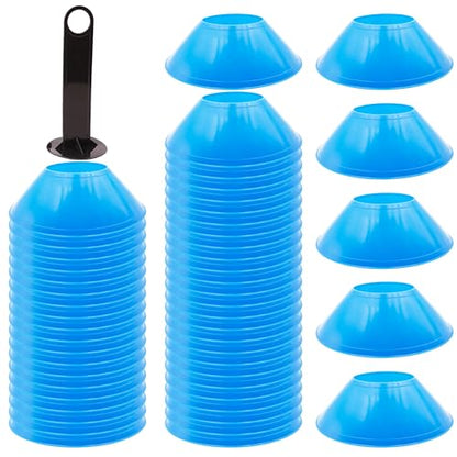 Agility Soccer Cones, 50 Pack for Soccer Training, Basketball Pylons Cones - color: Blue