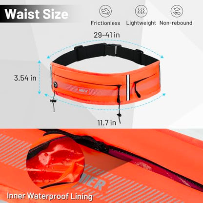 MIER Running Belt for Women & Men, Fanny Pack with Marathon Bib Clip Orange - color: Orange
