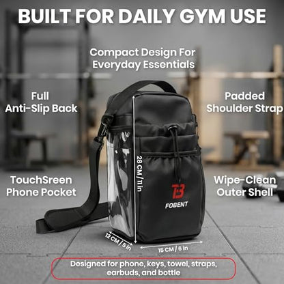 Compact Gym Organizer Bag with Phone Pocket & Bottle Holder, Magnetic Back for Flat Metal Surfaces, Gym Essentials Bag for Keys, Towel, Straps, Earbuds & Workout Accessories