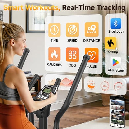 Niceday Elliptical Exercise Machine with 15.5/18/19IN Long Stride - color: 18IN Stride Black