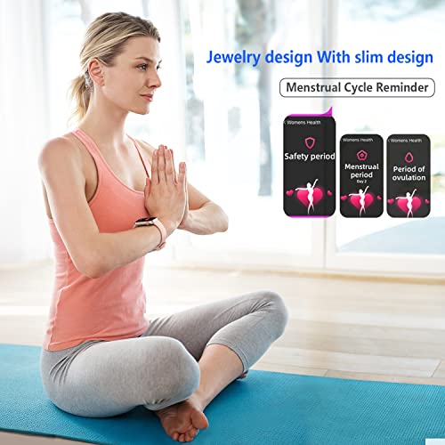 FITVII Slim Fitness Tracker with Blood Oxygen, Blood Pressure, 24/7 Heart Rate and Sleep Tracking, IP68 Waterproof Activity Trackers and Smart Watches with Step Tracker, Pedometer for Women Men - color: Pink