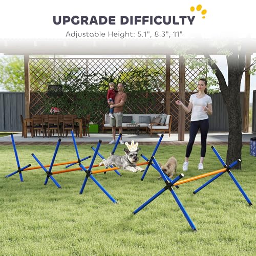 PawHut Dog Agility Training Equipment, Adjustable Height, 4 Pieces, Orange