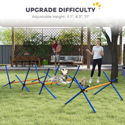 PawHut Dog Agility Training Equipment, Adjustable Height, 4 Pieces, Orange