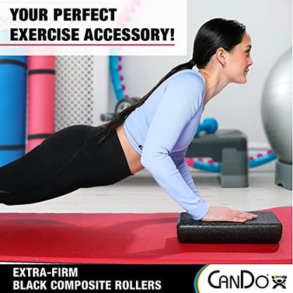 CanDo Black Composite High-Density Foam Rollers for Muscle Restoration Massage Therapy Sport Recovery and Physical Therapy 6" x 18" Half-Round - size: 6" x 18", style: Half-Round