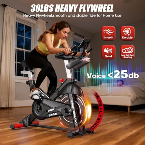 Exercise Bike,Stationary Bike for Home,Magnetic Indoor App Cycling Bike - color: Red Black 01