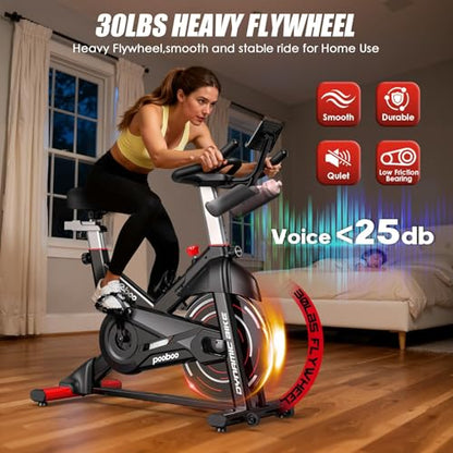 Exercise Bike,Stationary Bike for Home,Magnetic Indoor App Cycling Bike - color: Red Black 01