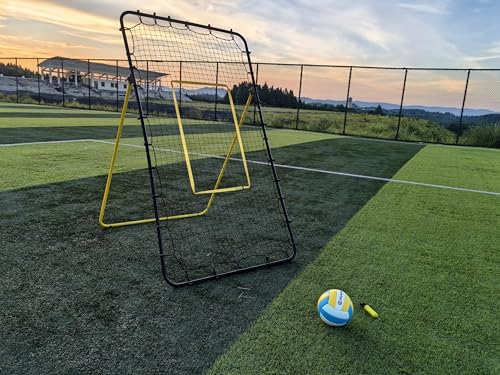 6 Adjustable AnglesVolleyball Rebounder Net 7x4 FT Bounce Back Trainer - color: Black
