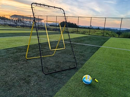 6 Adjustable AnglesVolleyball Rebounder Net 7x4 FT Bounce Back Trainer - color: Black